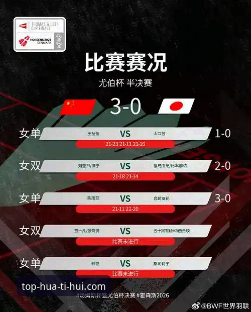 2026尤伯杯半决赛最新动态：中国女队3-0横扫日本，第21次挺进决赛